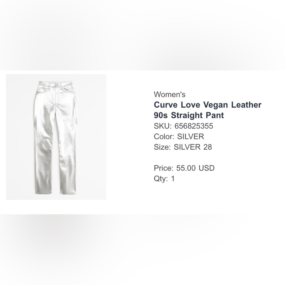 Silver Curve Love Vegan Leather Pants View 2